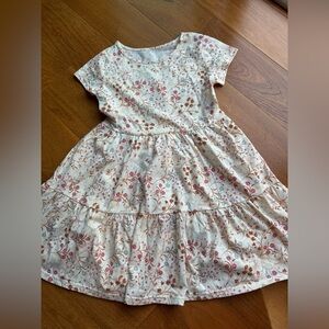Floral Kids Dress in Cream and Pink- 7/8
